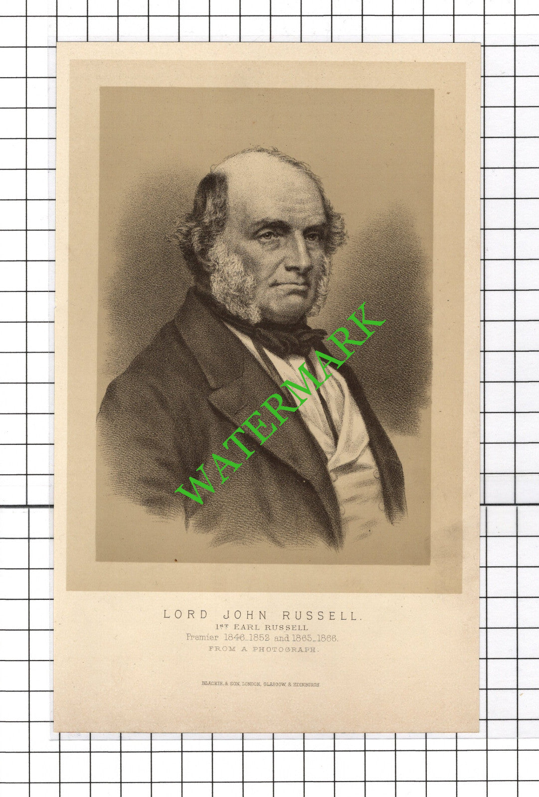 Lord John Russell 1st Earl Russell - 1890's Small Print