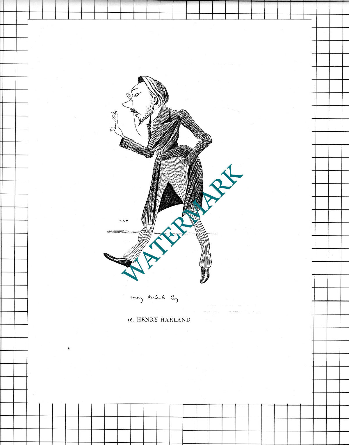 Henry Harland   / Sir George Lewis Caricature  - 1958 Clipping / Print