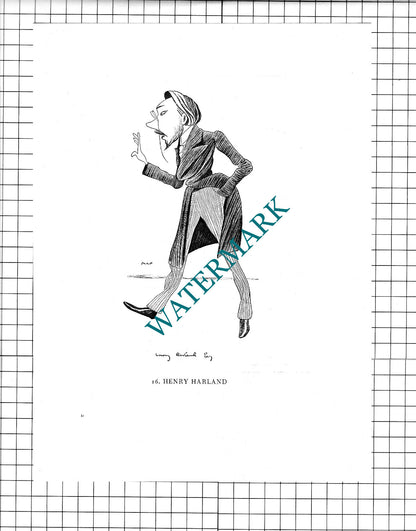 Henry Harland   / Sir George Lewis Caricature  - 1958 Clipping / Print