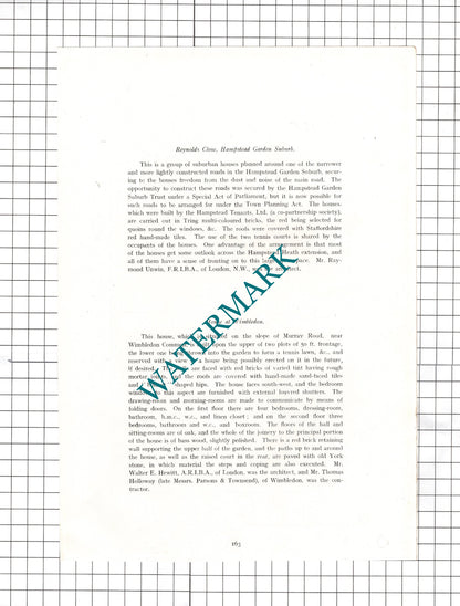 Murray Road Wimbledon Common Walter E Hewitt Architect - 1911 Article / Print