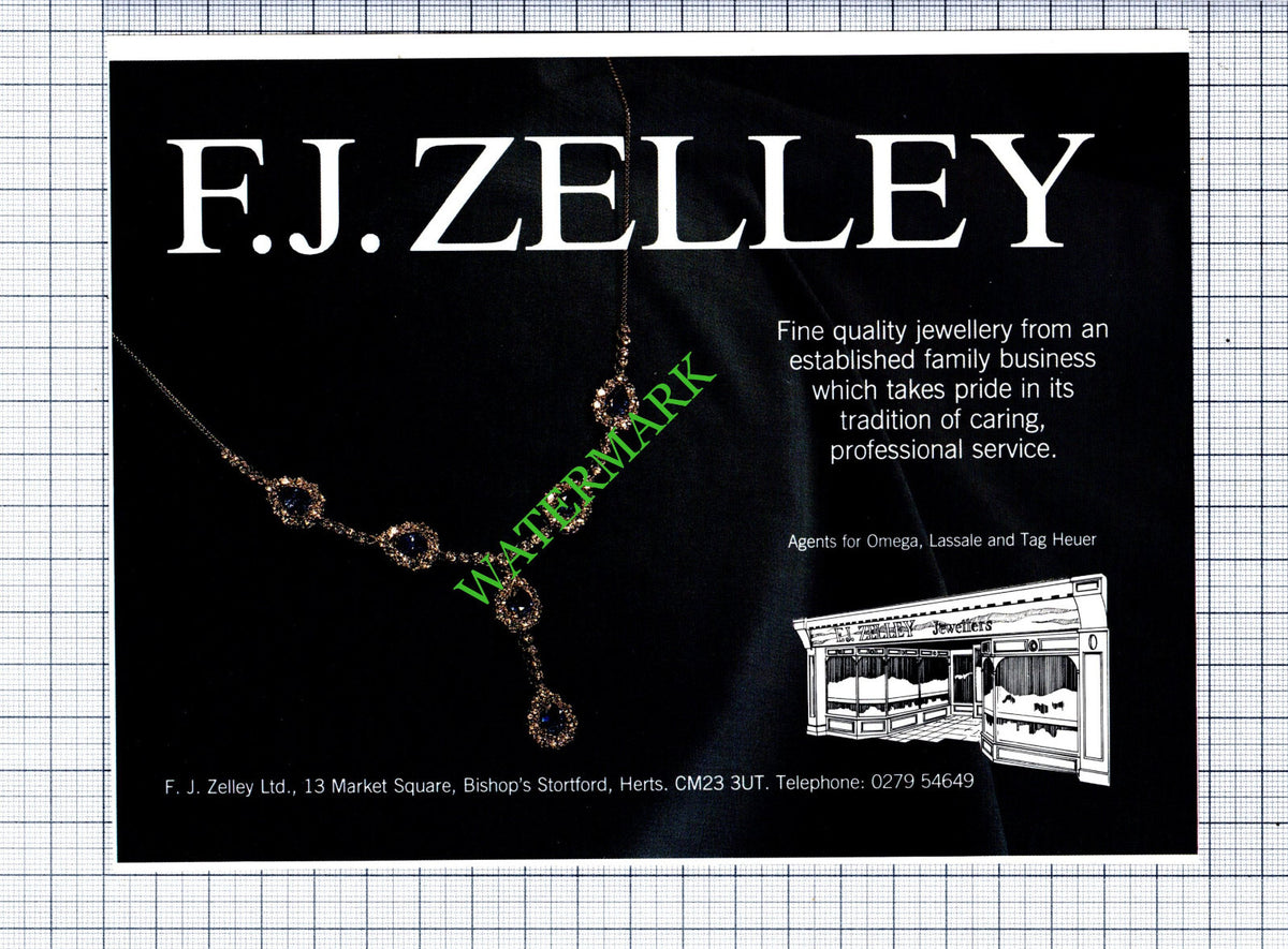 F J Zelley Jewellers Bishop's Stortford Hertfordshire Advert  - 1988 Cutting