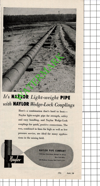 Victaulic Company Of America / Naylor Pipe Company Chicago Advert - 1948 Cutting