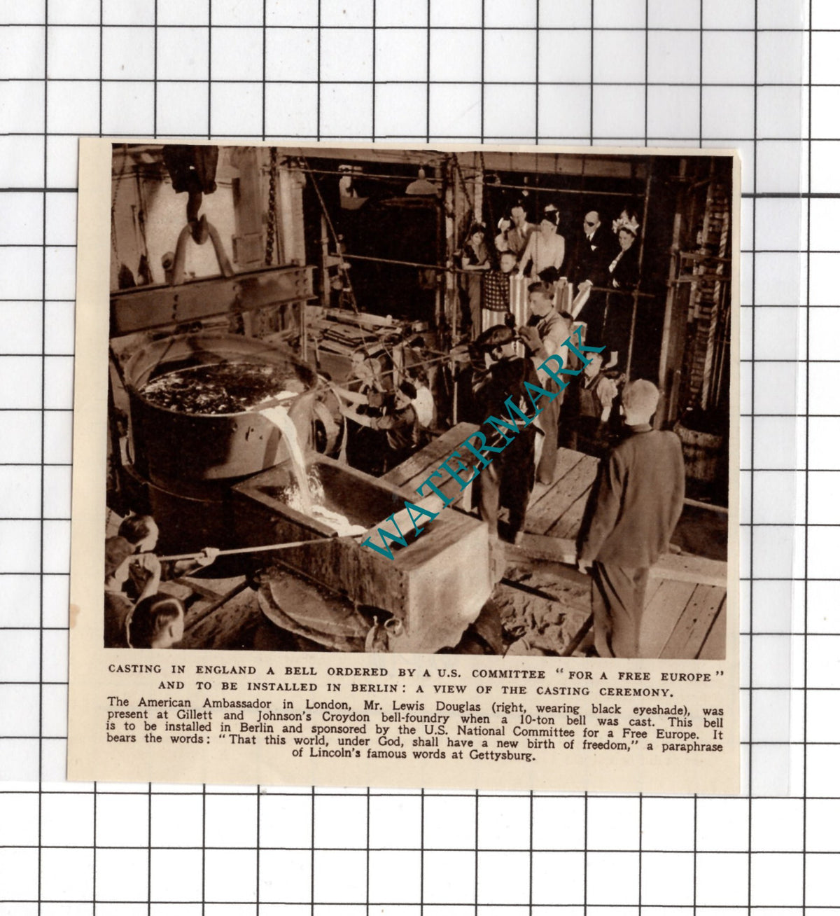 Gillett and Johnson Croydon Bell Berlin Mr Lewis Douglas - 1950 SMALL Cutting