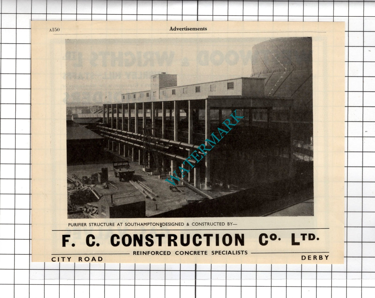 F C Construction Co Ltd Derby / Westwood & Wrights Ltd Gasholders -  1951 Advert