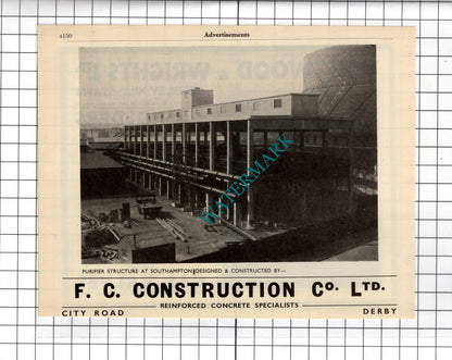 F C Construction Co Ltd Derby / Westwood & Wrights Ltd Gasholders -  1951 Advert