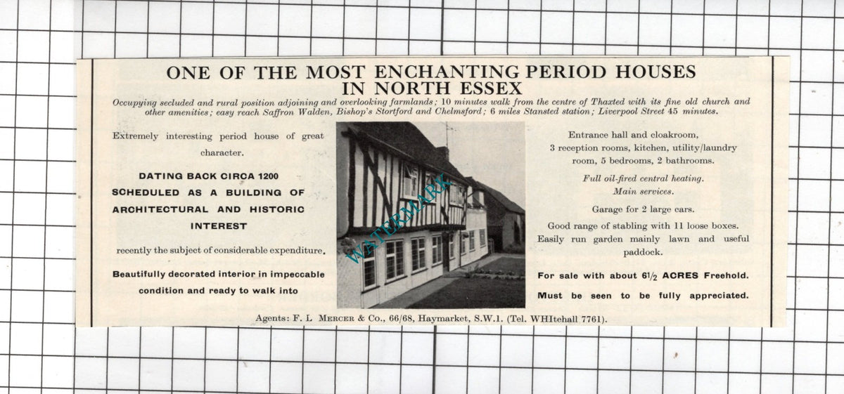 Thaxted Essex House Sale Advert - 1967