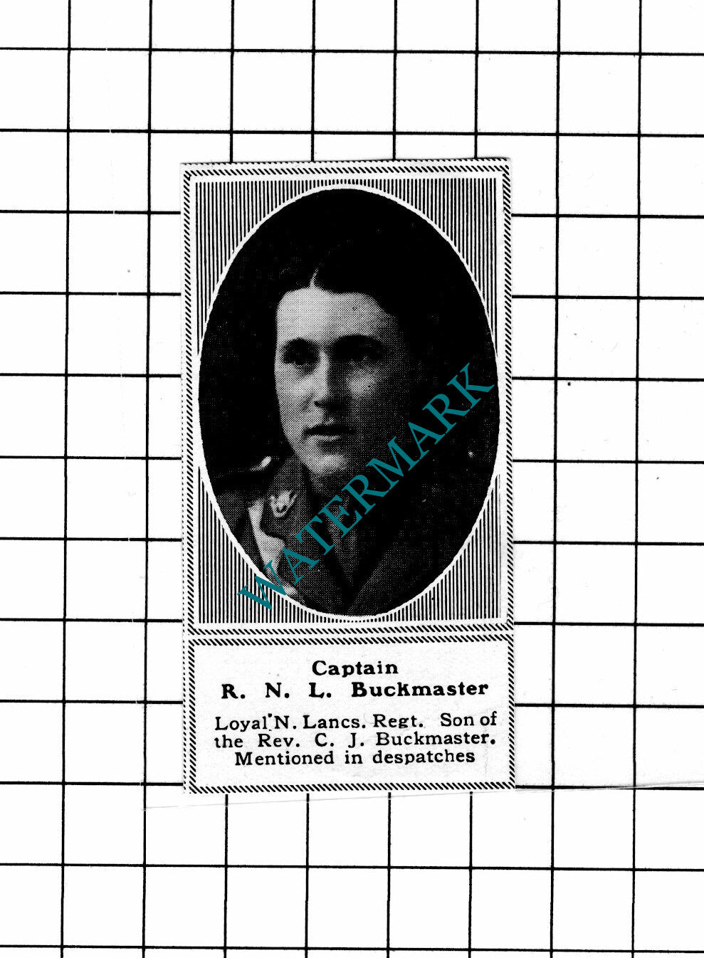 Captain RNL Buckmaster Loyal North Lancashire WW1 - c.1918 SMALL Clipping