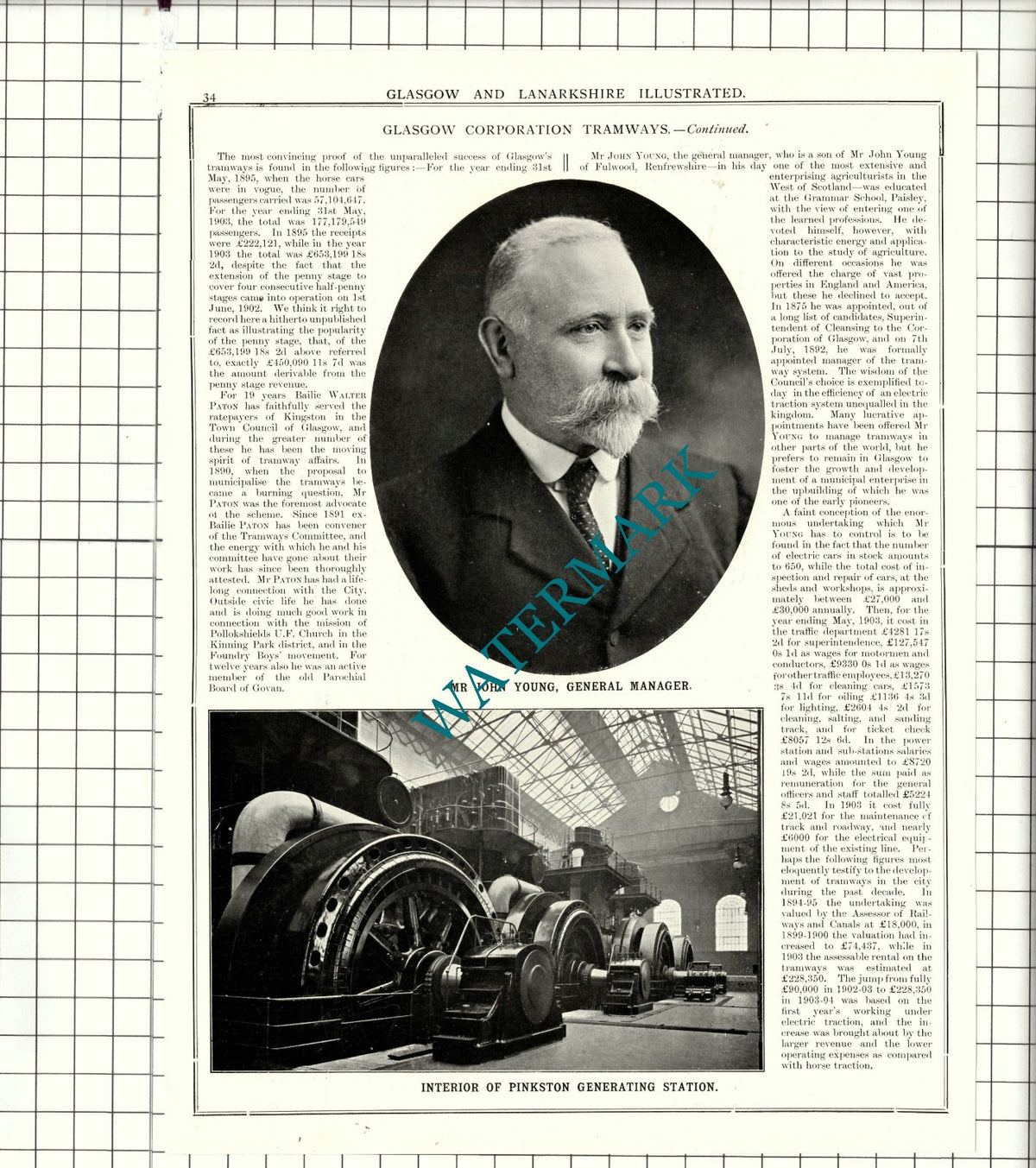 Glasgow Tramways Walter Paton Pinkston Power Station John Young - 1904 Article
