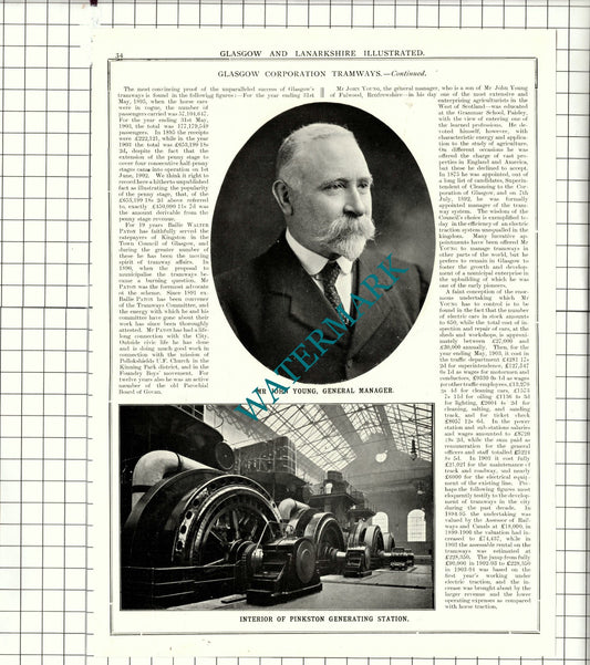 Glasgow Tramways Walter Paton Pinkston Power Station John Young - 1904 Article