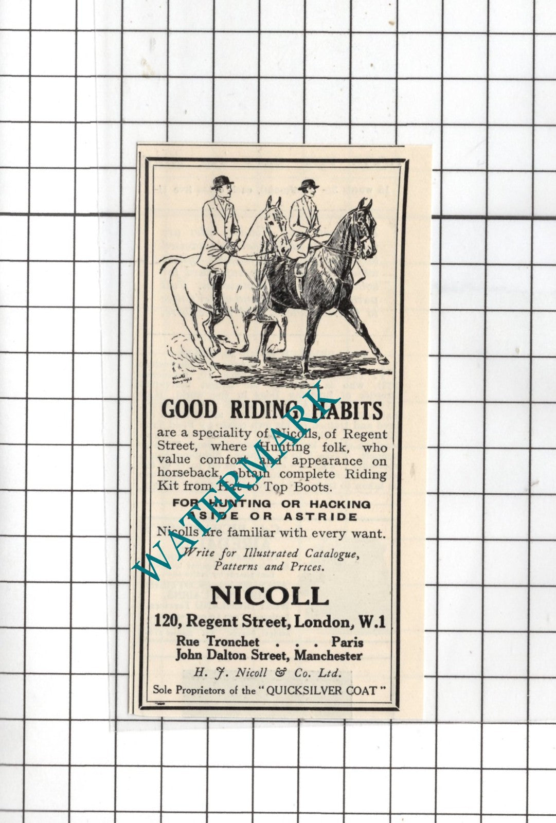 H J Nicoll & Co Ltd London Nicoll of Regent Street London  - 1926 SMALL Advert