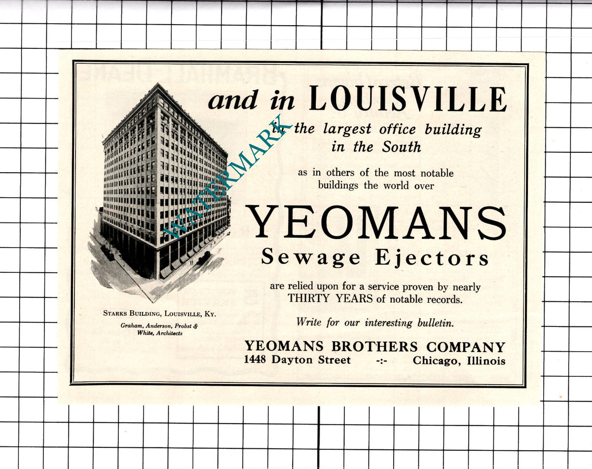 Starks Building Louisville Kentucky Yeomans Brothers Chicago - 1926 Small Advert