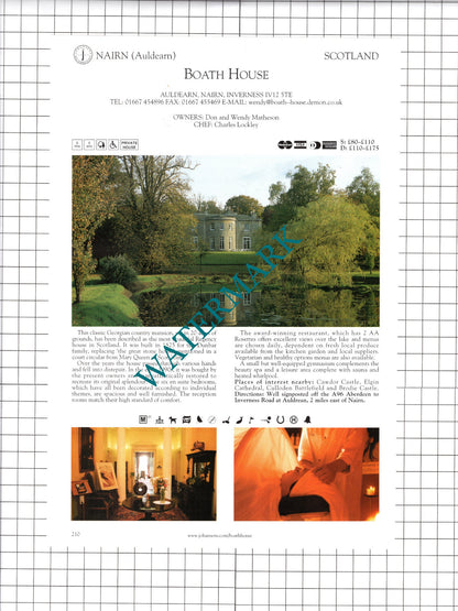 Culzean Castle Maybole Ayrshire / Boath House Auldearn Advert - c.2001 Cutting
