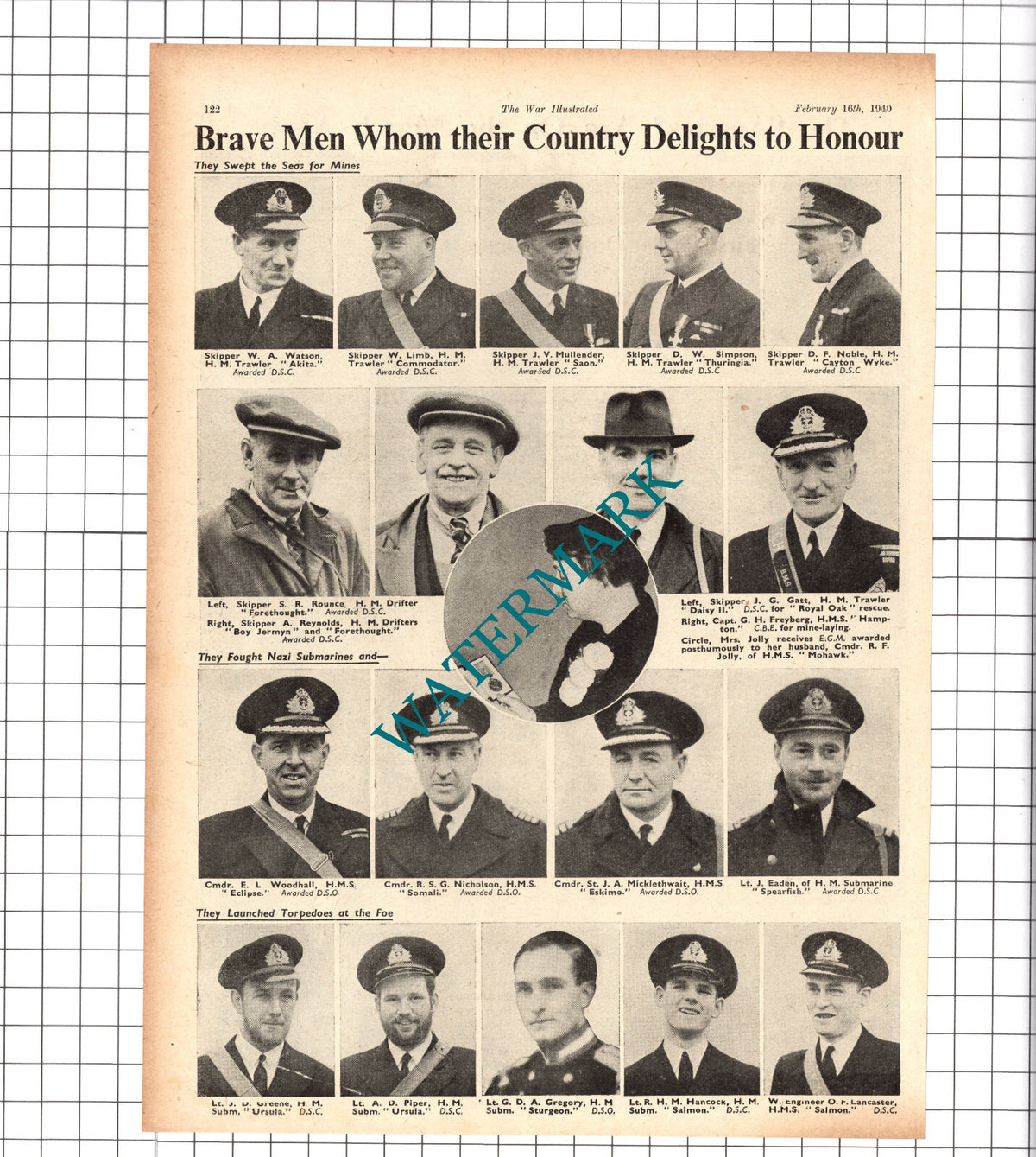 Gatt Freyburg Micklethwait Eaden HMS Salmon Saon Akita WW2  -  1940 Clipping