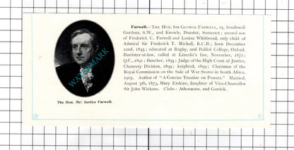 Sir George Farwell Knowle Dunster / Sir Reginald More Bray  - c.1905 Clipping