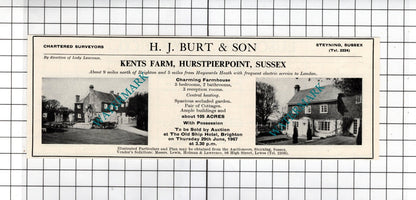 Kents Farm Hurstpierpoint Sussex / The Upton Barton Estate - 1967 Sale Advert