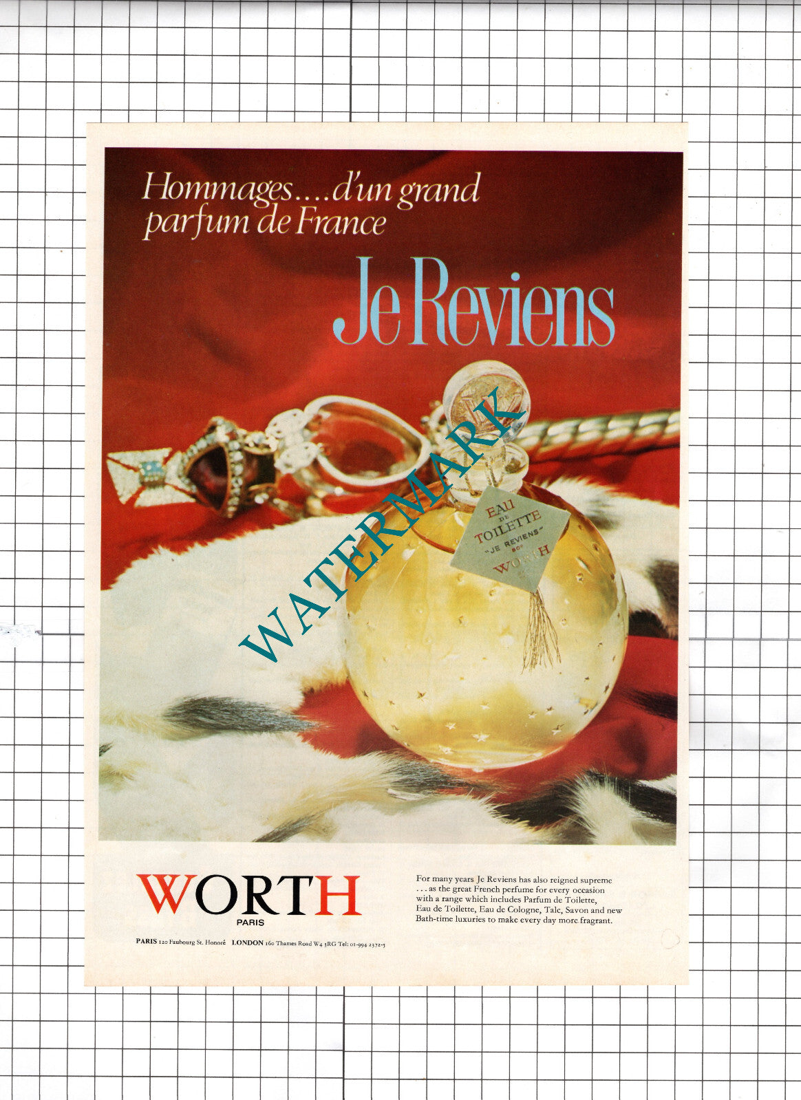 Worth Paris Je Reviens ADVERT - 1977 Clipping / Advert