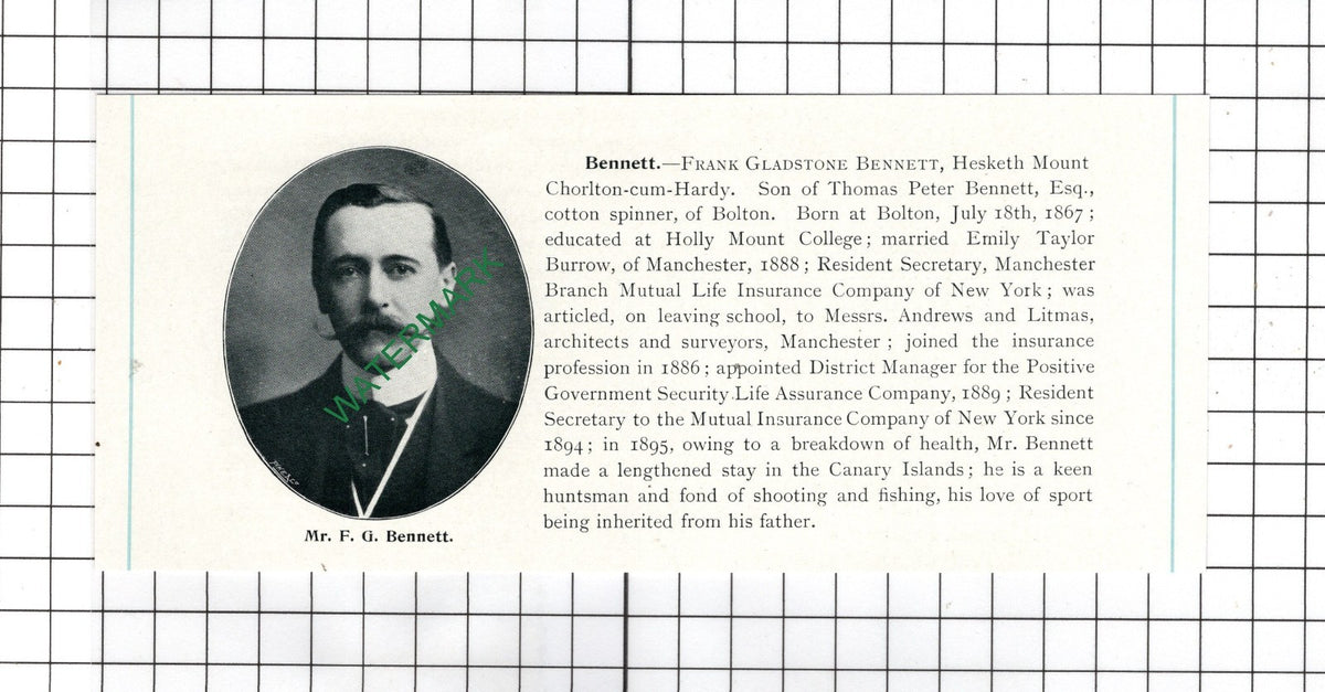 Frank Gladstone Bennett Hesketh Mount Chorlton-cum-Hardy - c.1905 Clipping