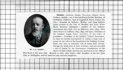 Christie Edwin Mauldon Sudbury Suffolk / Arthur Somerset Law - 1911 Clipping