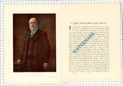 Sir John Wolfe-Barry -- c.1920 Print / Article