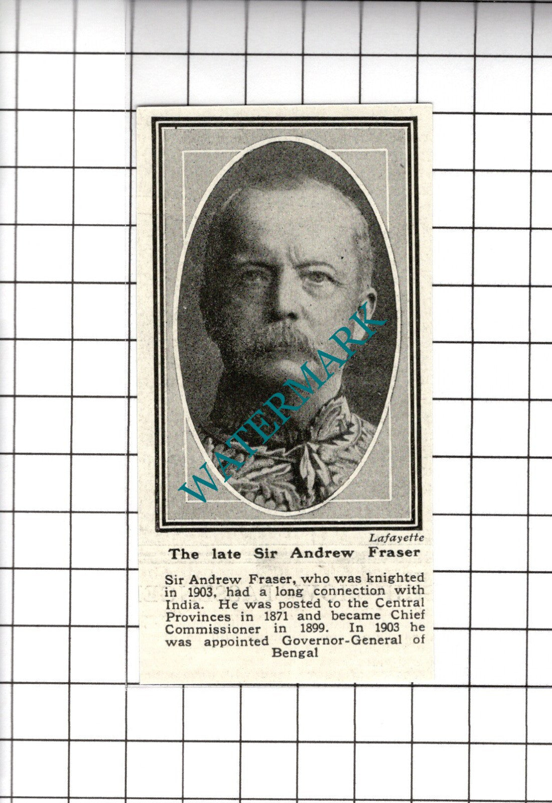Sir Andrew Fraser  - 1919 SMALL Cutting