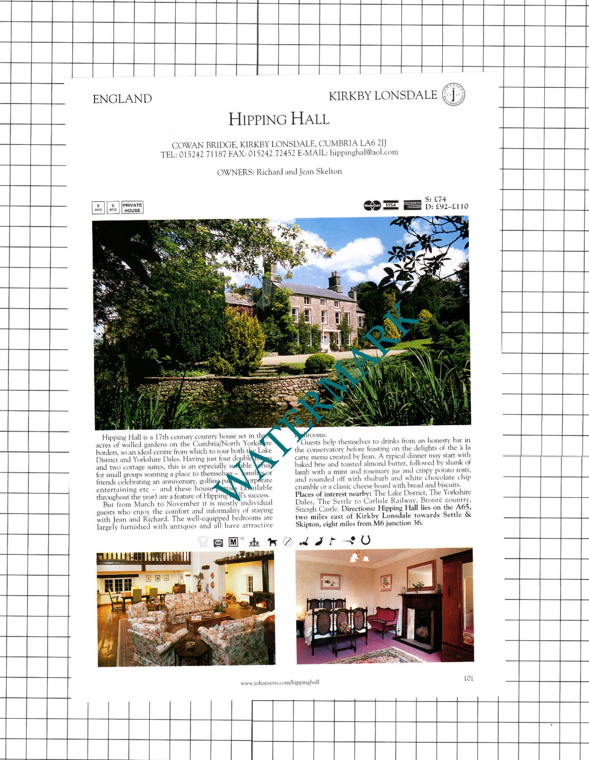 Hipping Hall Kirkby Lonsdale / Penhallow Manor Hotel Altarnun  -2001 Cutting