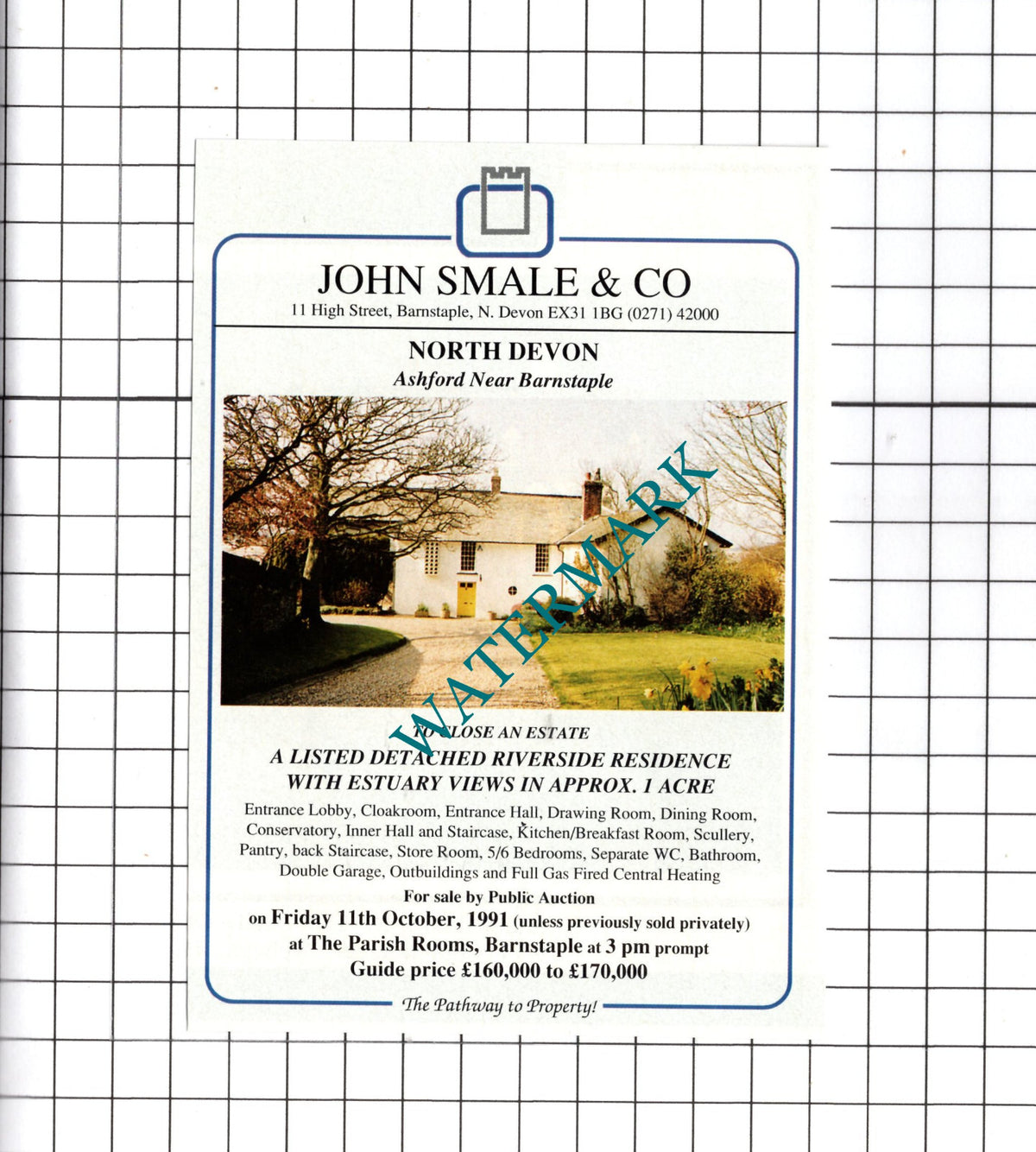 Ashford Devon House Sale Advert - 1991 Clipping