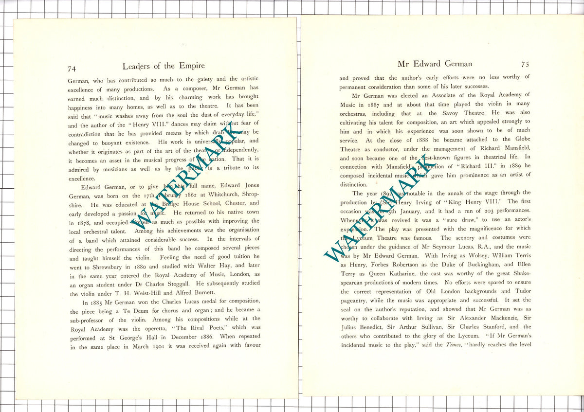 Mr Edward German Composer -  1920's Article / Print