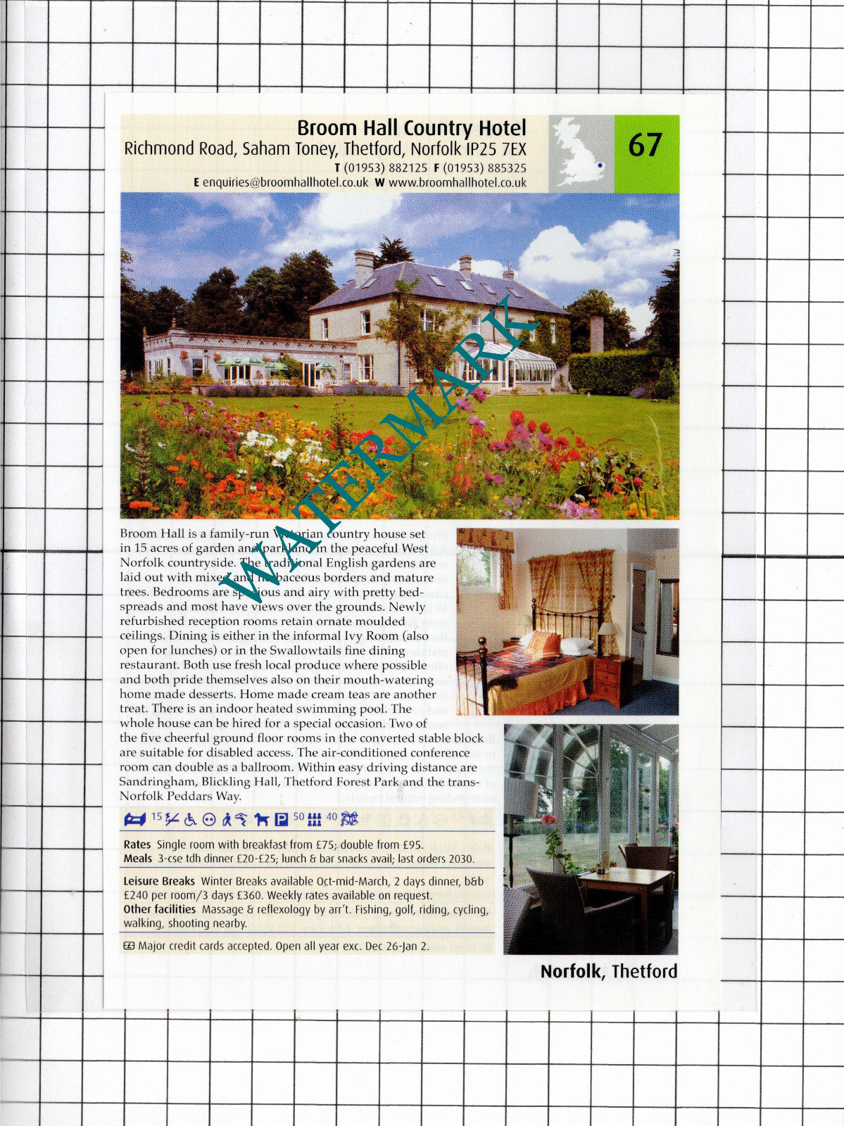 Broom Hall Hotel Saham Toney Norfolk / Brudenell Hotel Aldeburgh  -2011 Advert