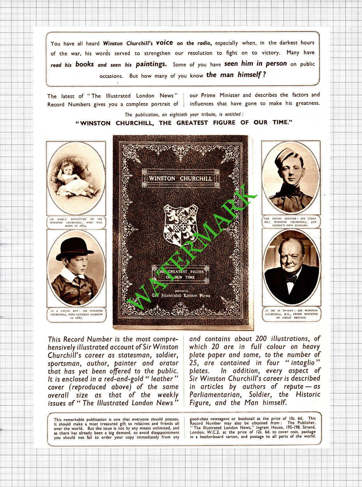 Sir Winston Churchill Promotional Advert  -1954 Cutting