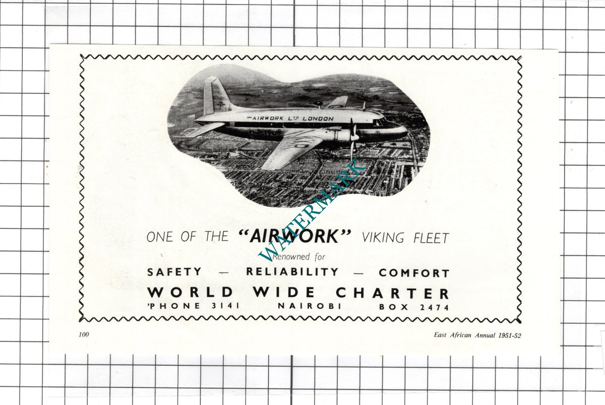 Airwork Ltd Aeroplane Airline   - 1951 Advert