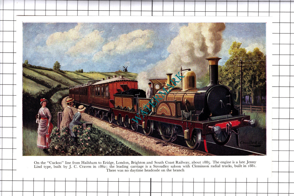 Cuckoo Line Hailsham Eridge Jenny Lind Railway Engine - c.1955 Print