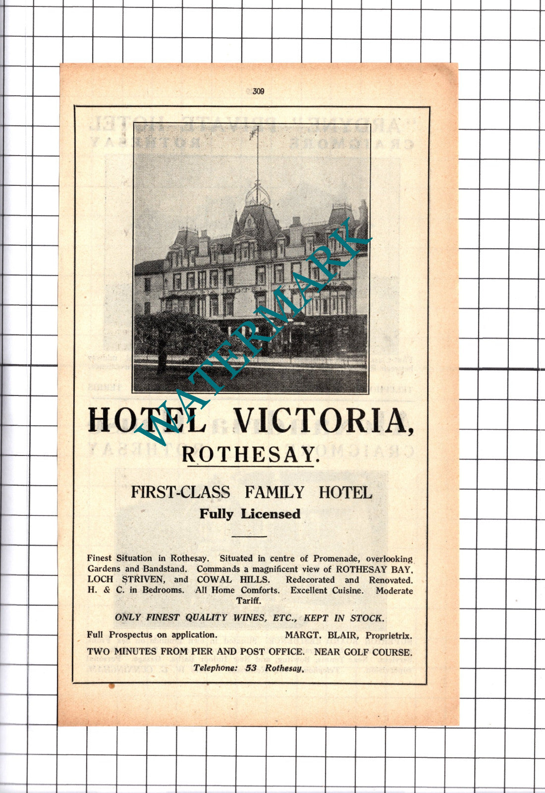 Hotel Victoria Rothesay Blair Ardyne Terris Alexandria House Advert 1939 Cutting