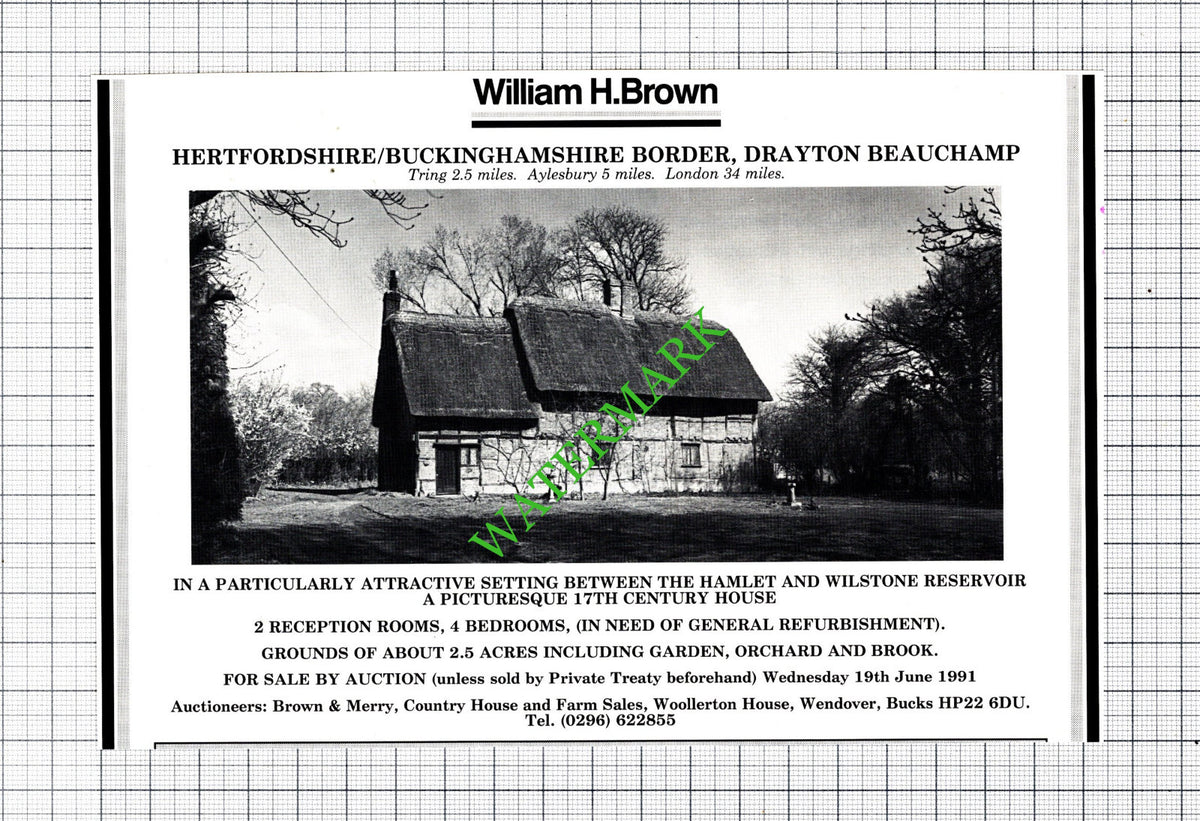 Drayton Beauchamp / Abington Lanarkshire House Sale Advert  - 1991 Cutting