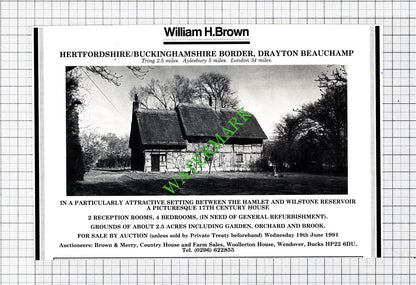 Drayton Beauchamp / Abington Lanarkshire House Sale Advert  - 1991 Cutting