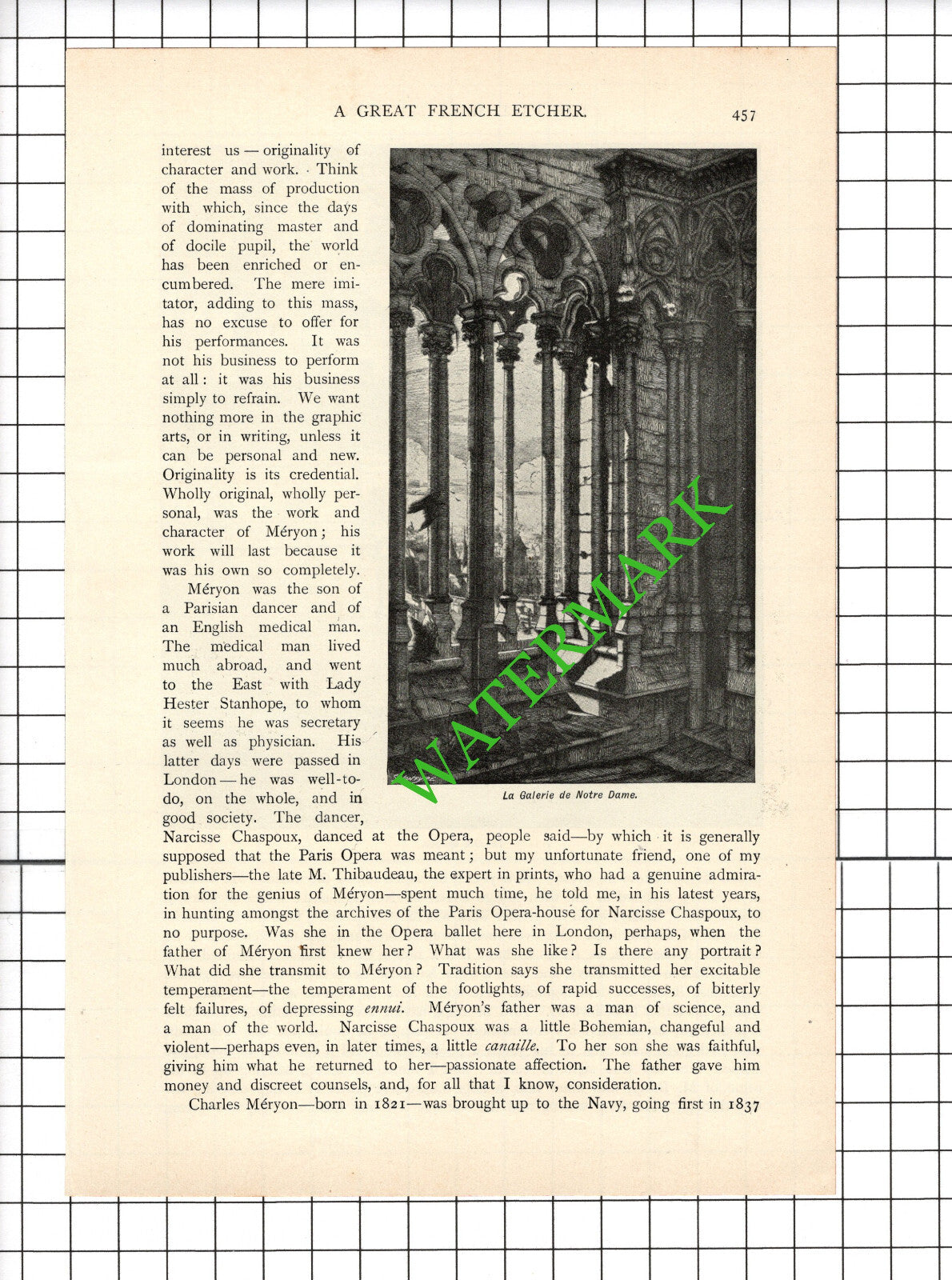 Charles Meryon French Artist Etcher Frederick Wedmore - 1898 Article