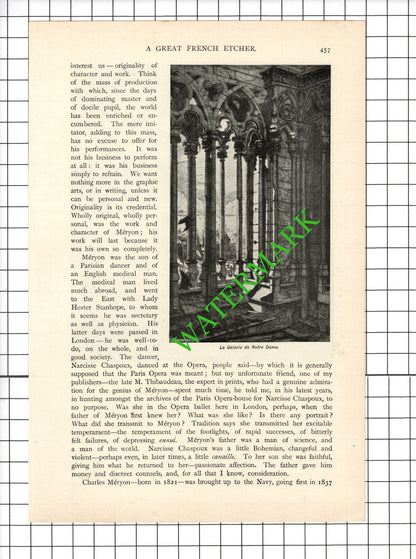 Charles Meryon French Artist Etcher Frederick Wedmore - 1898 Article