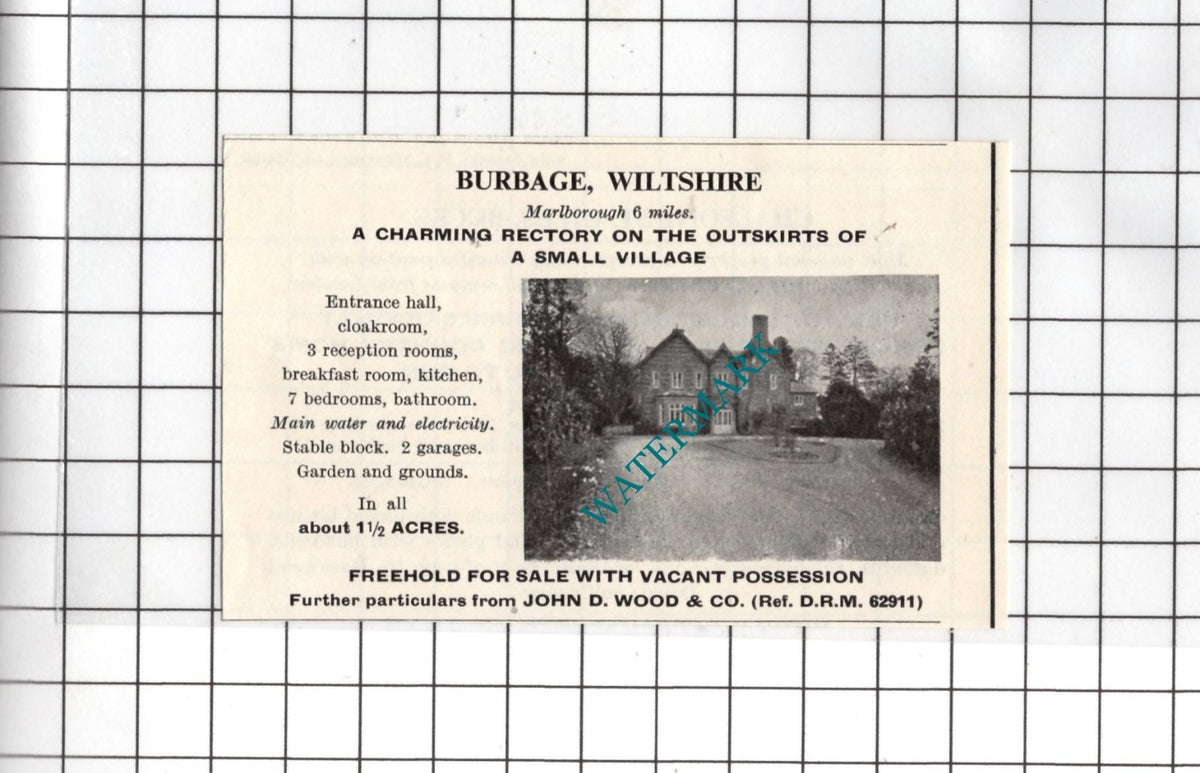 Burbage Wiltshire  - 1967 SMALL House Sale Advert
