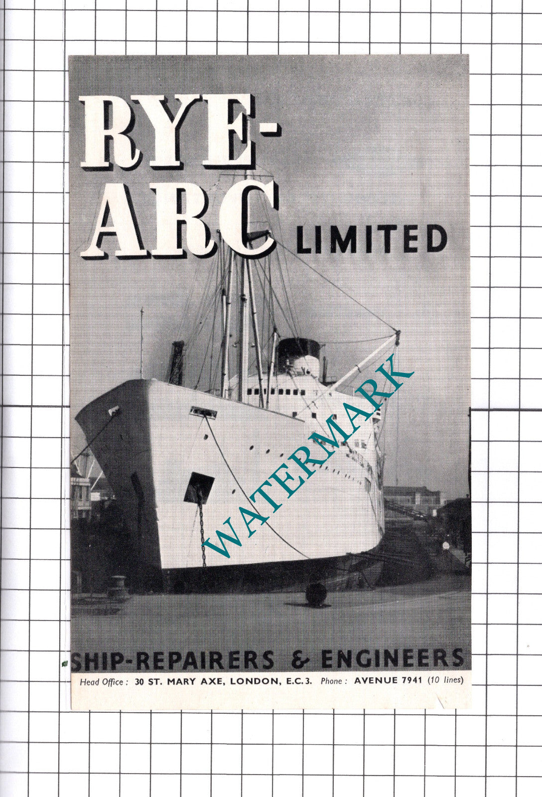Rye Arc Ltd London  Ship Repairers Advert - c.1957 Book Print / Clipping