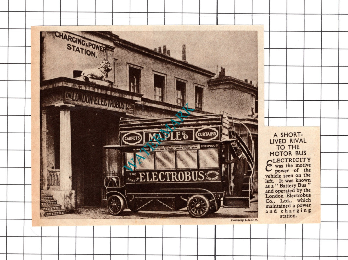 London Electrobus Co Ltd Battery Bus  - 1930's Cutting / Print