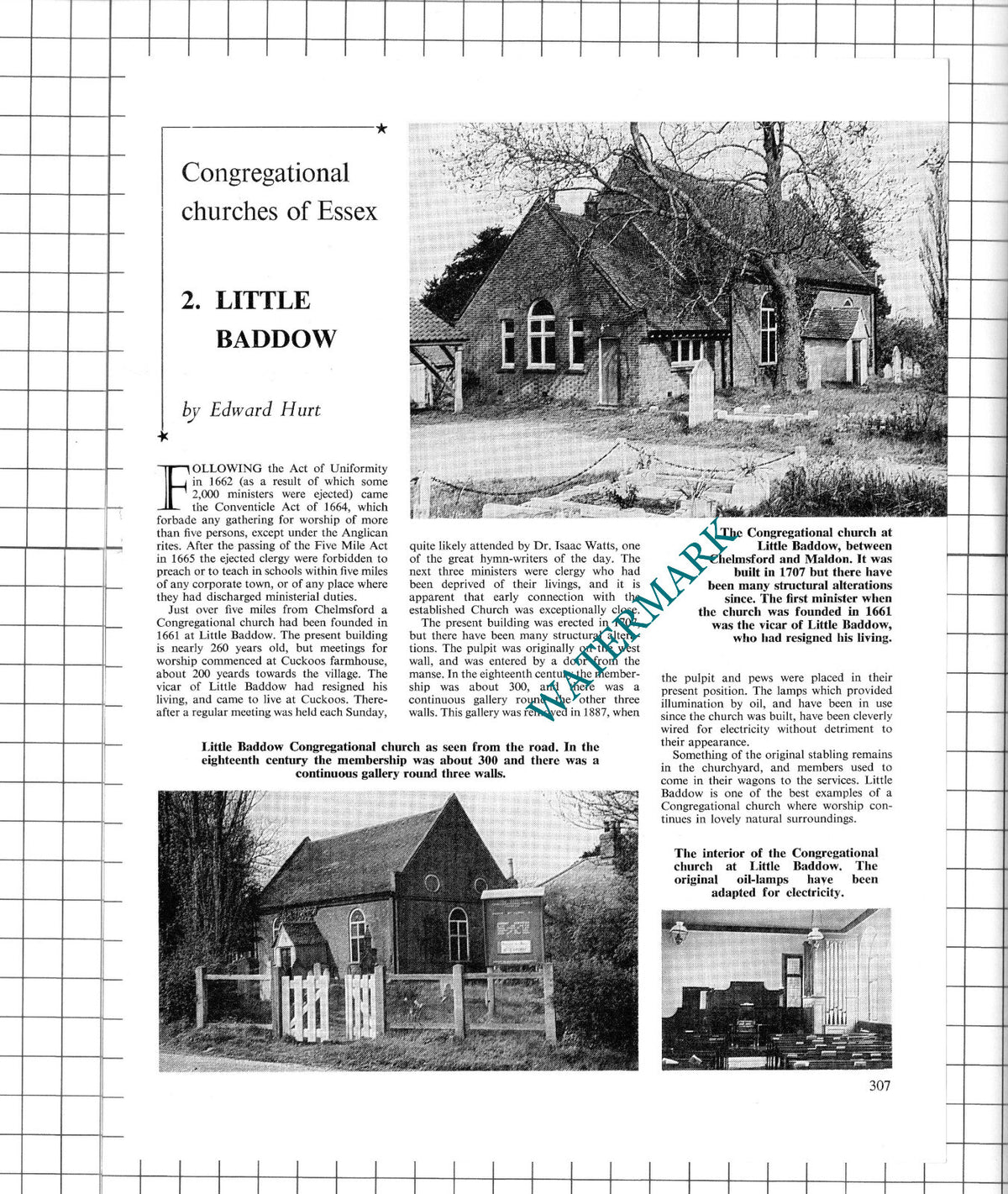 Little Baddow Essex Congregational Church - 1967 Article