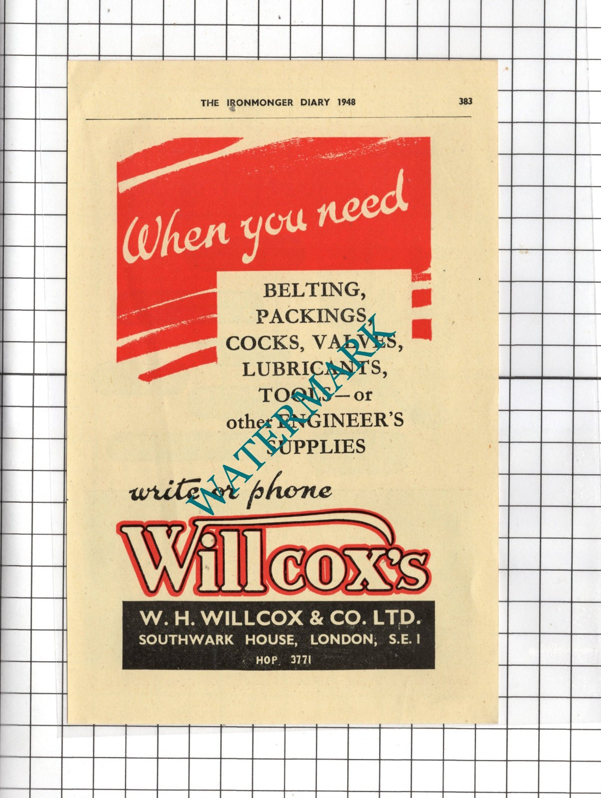 W H Wilcox & Co Ltd Southwark House London   - 1948 Advert