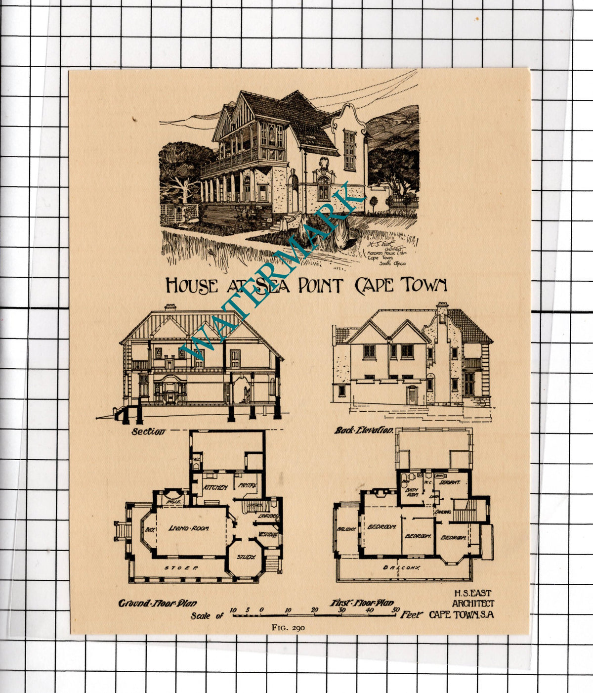 Berea Durban South Africa  Sea Point Cape Town H S East Architect c.1910 Cutting