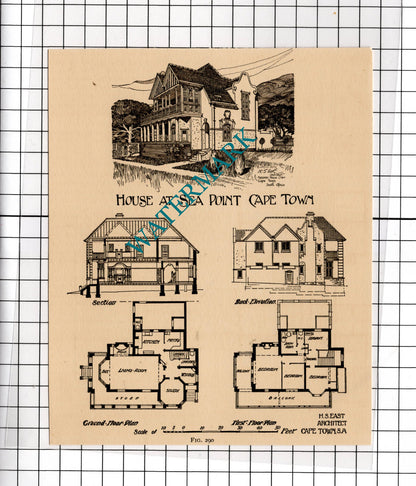 Berea Durban South Africa  Sea Point Cape Town H S East Architect c.1910 Cutting