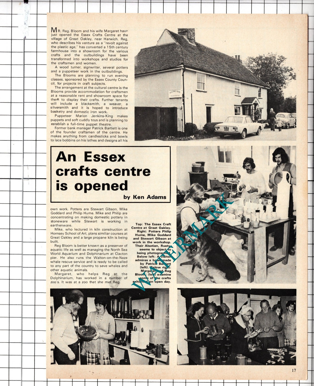 Reg Bloom Mike Goddard  The Essex Craft Centre Great Oakley  - 1975 Article