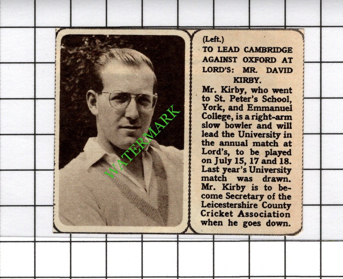 Mr David Kirby Cambridge University  - 1961 SMALL Cutting