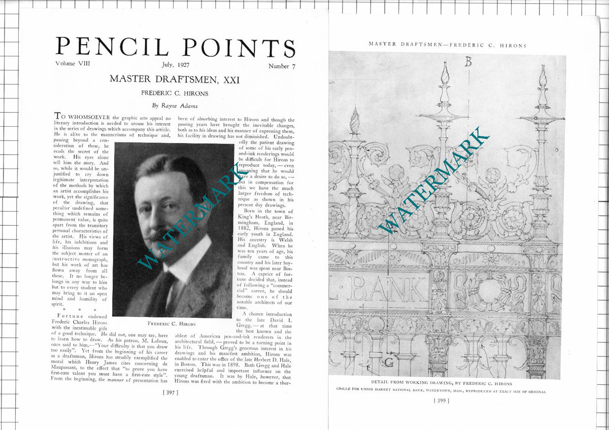 Frederic Charles Hirons - 1927 Article / Print
