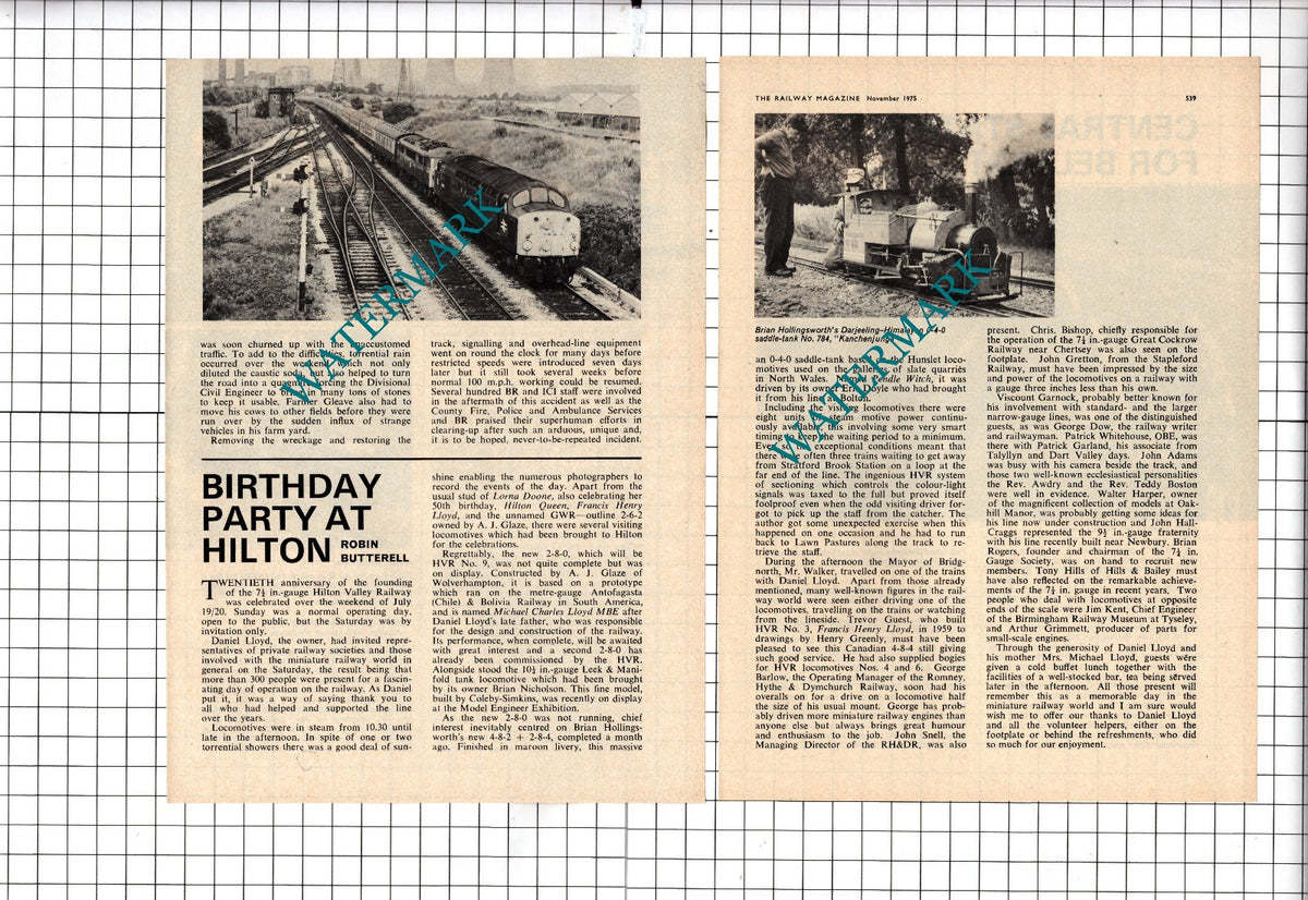 Hilton Valley Railway Daniel Lloyd - 1975 Article