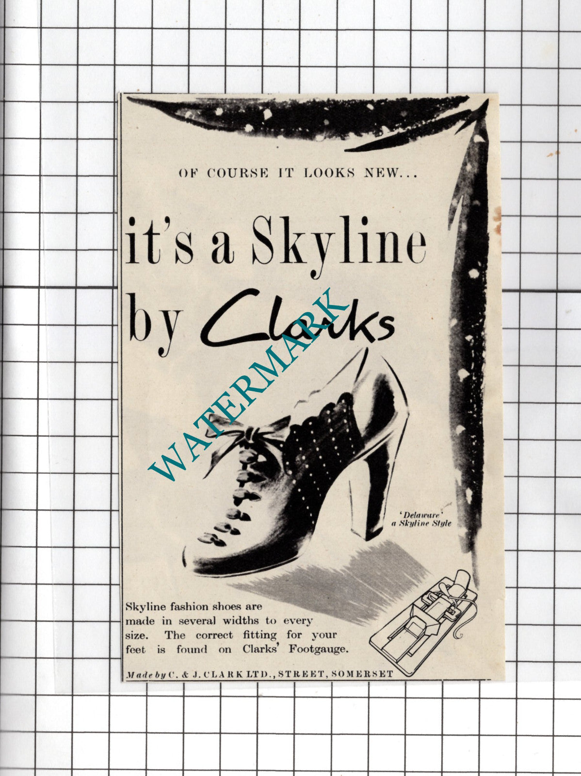 Clarks Skyline Shoes Advert   - 1948 SMALL Cutting