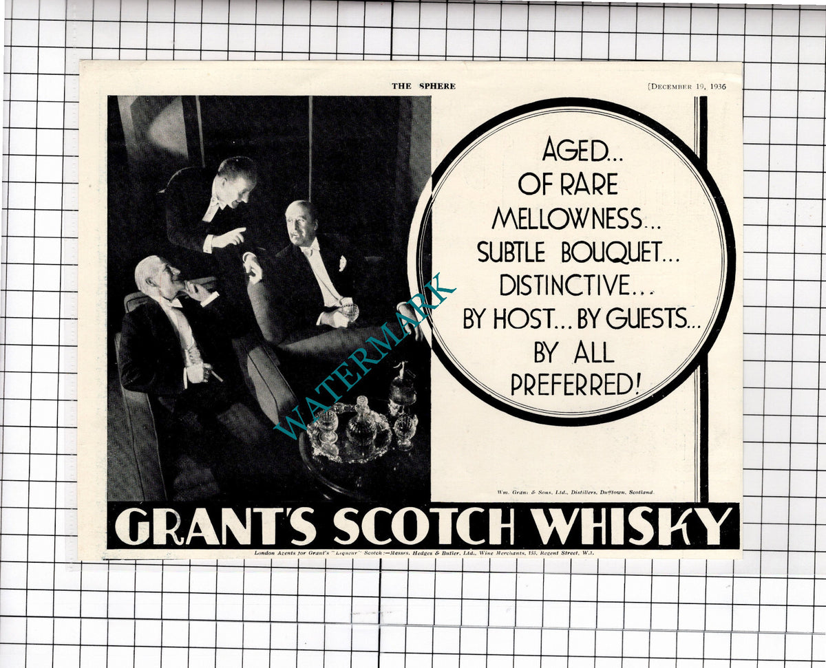 Grant's Scotch Whisky ADVERT  - 1936 Clipping