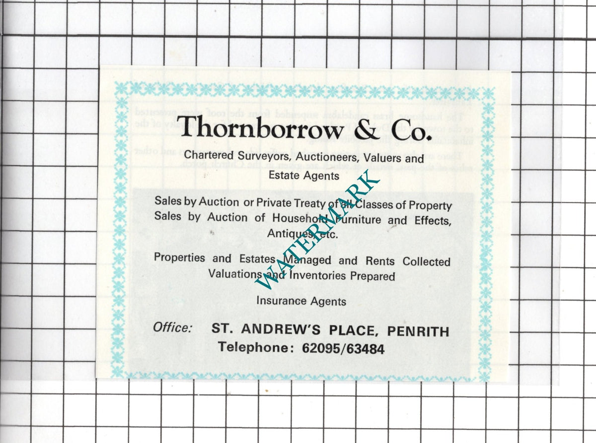 Thornborrow & Co Penrith Cumbria  -  c.1975 SMALL Advert
